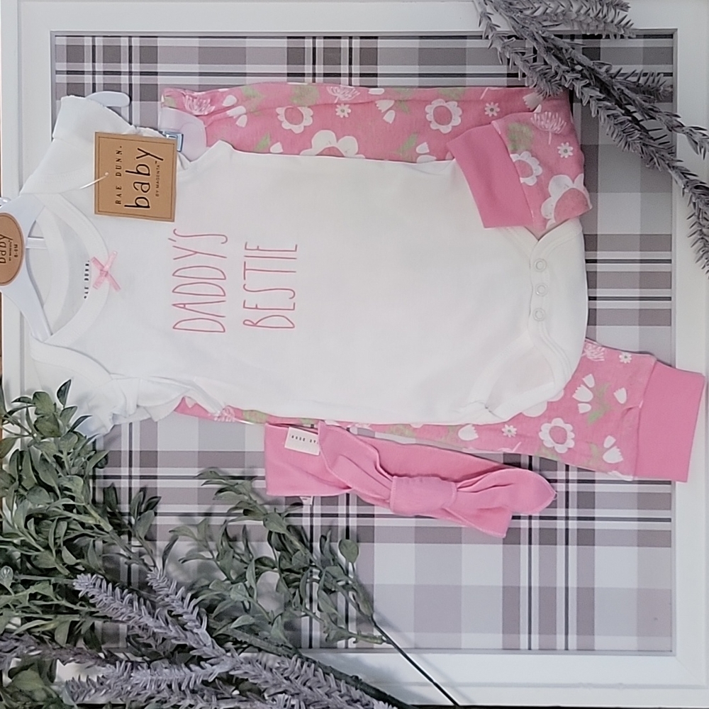 Rae Dunn 6 - 9 month "Daddy's Bestie" 3 Piece Set
